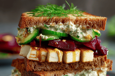 Beet Tofu Deli Sandwich