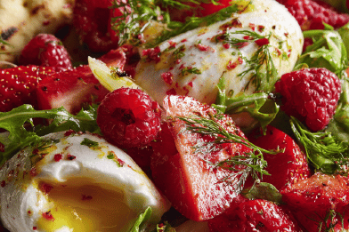 Berry Fennel Burrata Salad