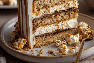 Caramel Popcorn Peanut Cake
