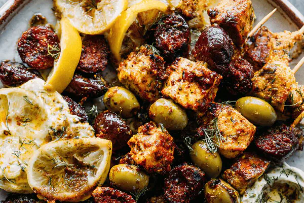 Chicken Chorizo Olive Skewers