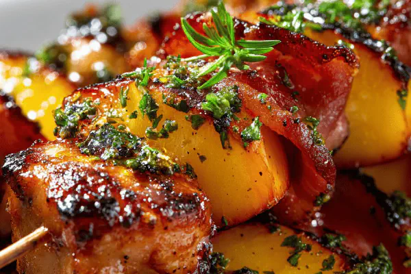 Chicken Peach Bacon Bites