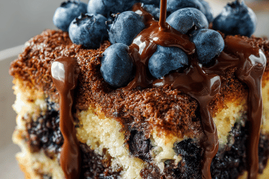 Chocolate Blueberry Pudding Cake