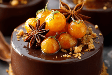 Chocolate Ginger Mousse with Kumquats