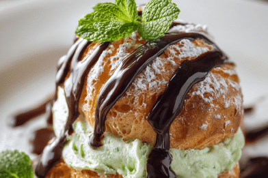Chocolate Mint Profiteroles
