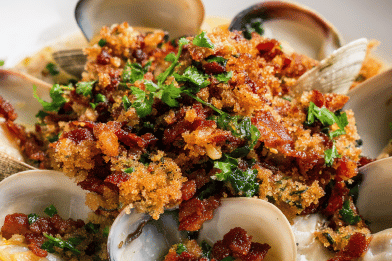 Clams White Wine Bacon Crumble