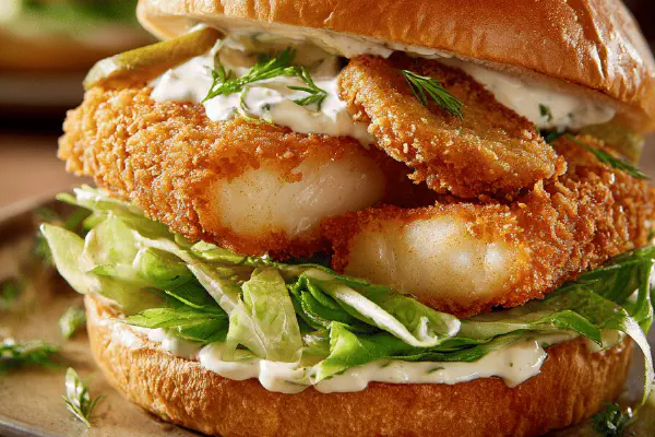 Cod Burgers and Fried Pickles