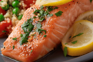 Cold Salmon Taboulé Peas