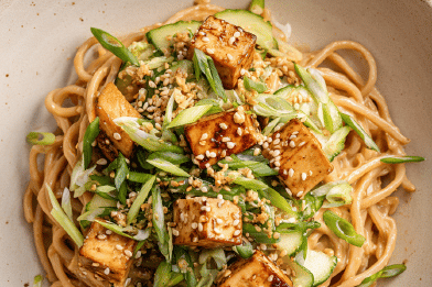 Cold Sesame Noodles with Smoked Tofu