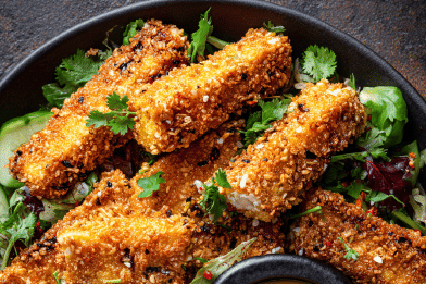 Crispy Tofu Sticks Honey Mustard