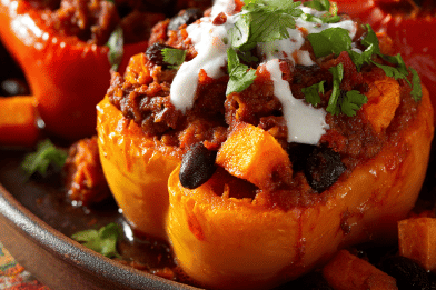 Curried Beef Stuffed Peppers