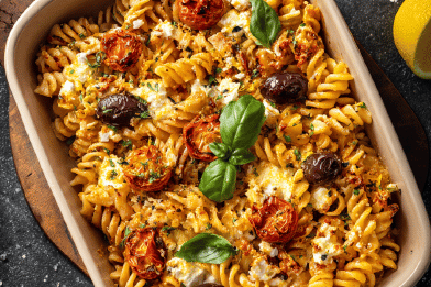 Feta Tomato Fusilli Bake