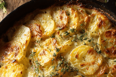Garlic Roasted Potato Gratin
