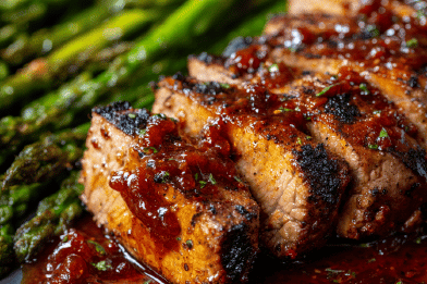 Glazed Pork Filets Fig Herbs