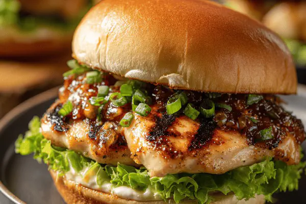 Grilled Chicken Sandwiches Smashed Scallion Sauce