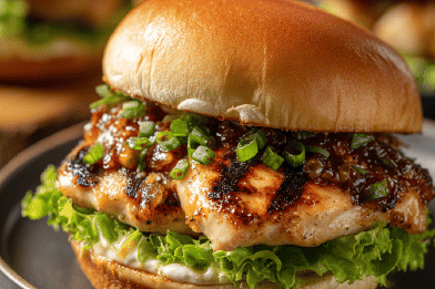 Grilled Chicken Sandwiches Smashed Scallion Sauce