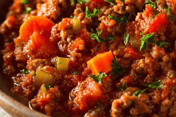 Veal Bolognese Sauce with Cheddar