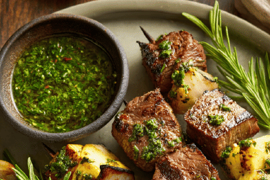 Herbed Pork Beef Skewers