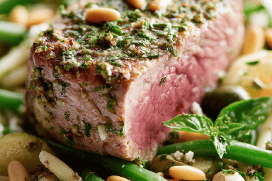 Herbed Pork Filet Creamy Pasta Salad