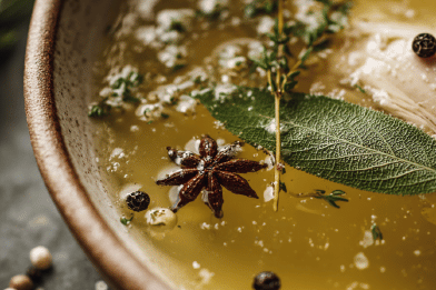 Homemade Chicken Broth with Herbs