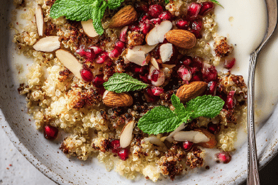 Honey Puffed Quinoa Vanilla Yogurt Bowls
