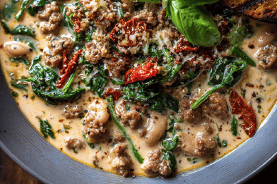 One Pot Creamy Beans with Sausage