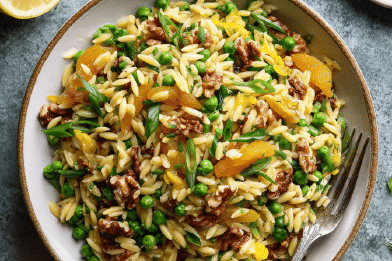 Orzo Salad with Peas and Apricots