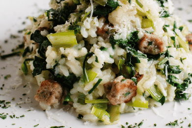 Oven Risotto Leek Spinach