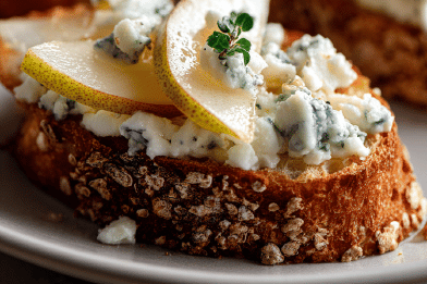 Pear Ricotta Blue Canapés