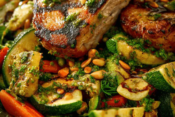 Pork Chops and Roasted Zucchini Salad