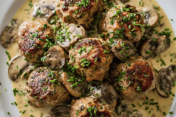 Pork Meatballs with Mushroom Sauce