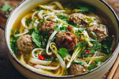 Quinoa Pork Meatball Soup