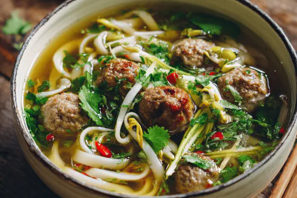 Quinoa Pork Meatball Soup