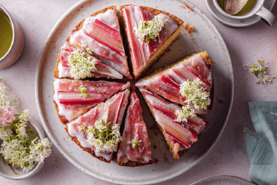 Rhubarb Elderflower Cake