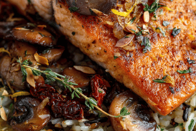 Roast Salmon Mushrooms Orange Twist