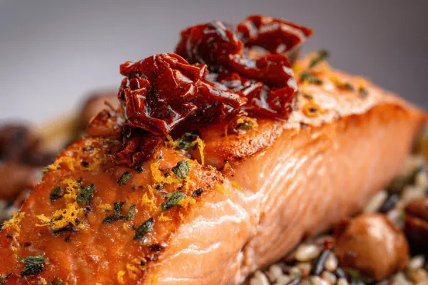 Salmon with Orange Mushrooms