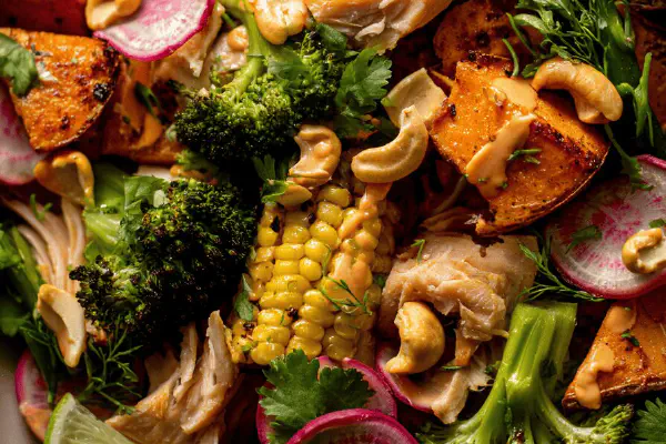 Roasted Sweet Potato Broccoli Salad