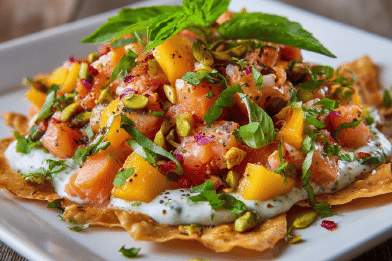Salmon Mango Tartare Curry Sauce