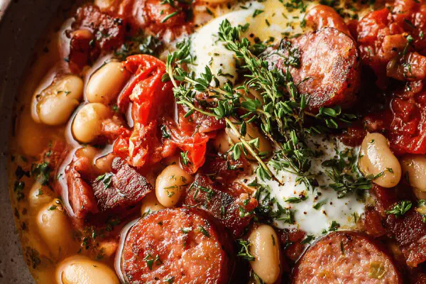 Baked White Beans Soft Eggs