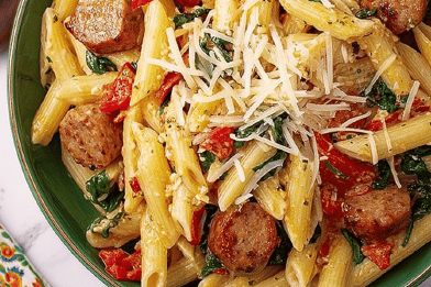 Sauteed Spinach Sausage Pasta