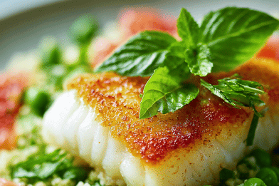 Seared Cod Couscous Grapefruit