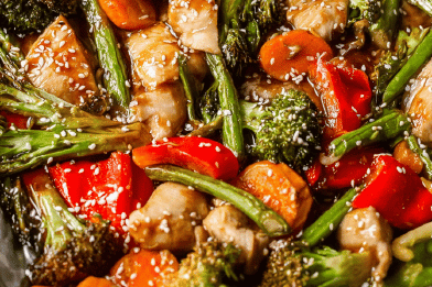 Sesame Sheet Chicken Veggies
