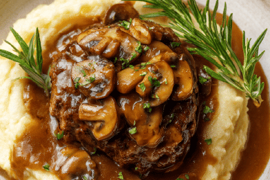 Smashed Beef Patties with Mushrooms