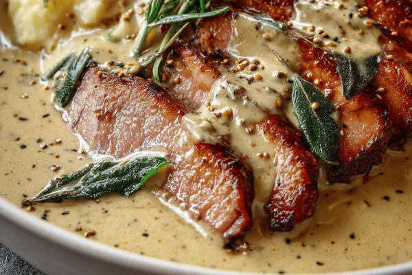 Smoked Ham Steaks with Sage Cream