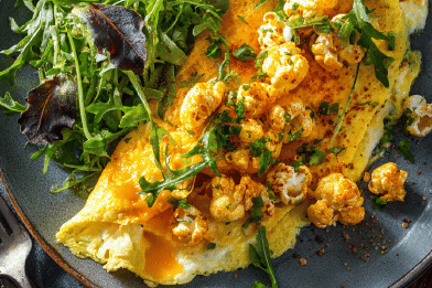 Souffle Cheddar Omelette Maple Popcorn
