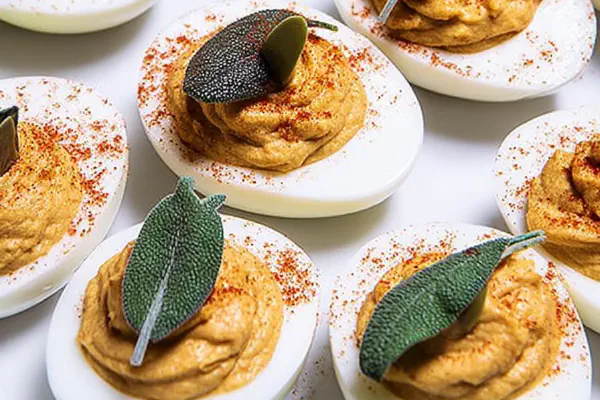 Spiced Pumpkin Deviled Eggs