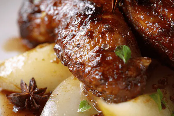 Spiced Quail and Pears