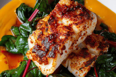 Spiced Roasted Fish and Carrot Purée