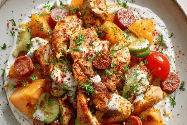 Spicy Chicken with Melon and Chorizo