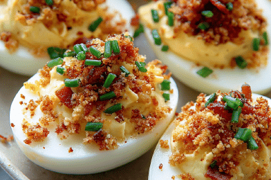 Spicy Crispy Deviled Eggs
