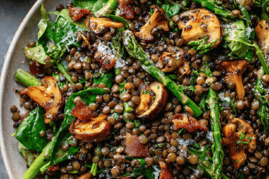 Spinach Lentil Asparagus Salad